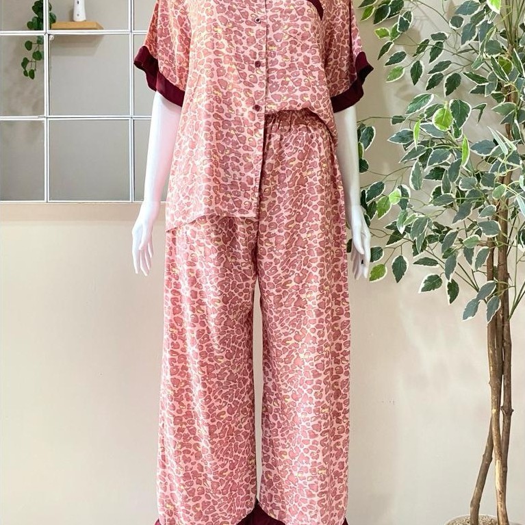 murah set ara ruffle piyama kombinasi jumbo rayon viscose