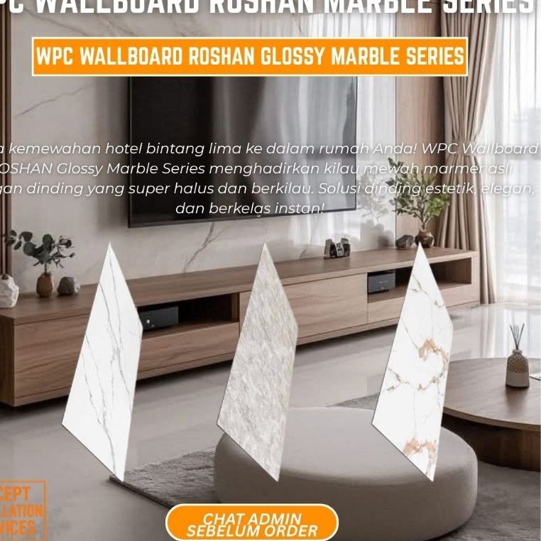 WPC Wallboard Roshan Marble Series | WPC Dinding Motif Marmer | Panjang 2,9 m