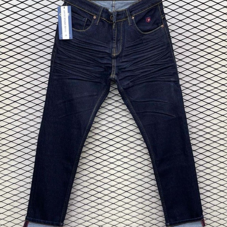 Cmjee vintage denim Celana Panjang slimfit Stretch Pria Jeans Garment wringkel
