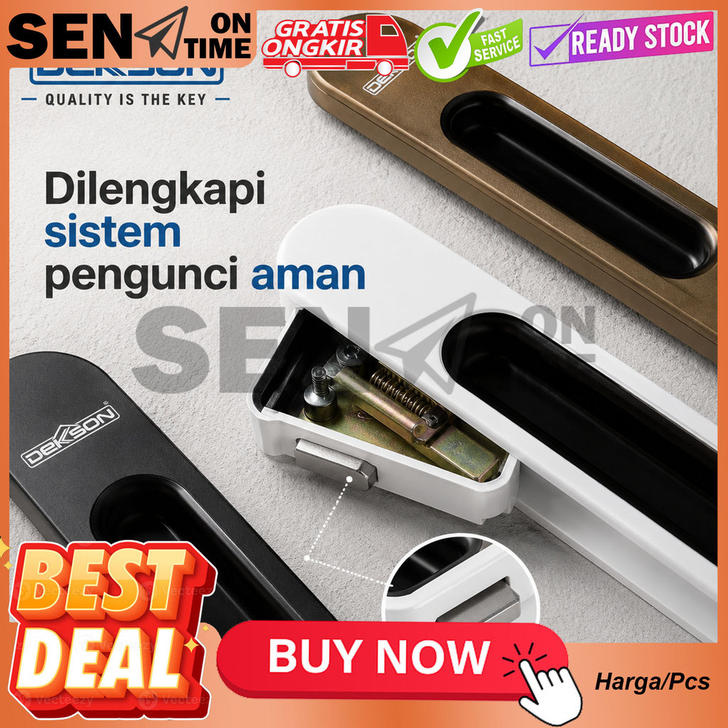 Flush Pull Handle Dekson Warna Hitam Putih Gold Tarikan Pintu Geser Sliding Door Handle Tanam Alumin