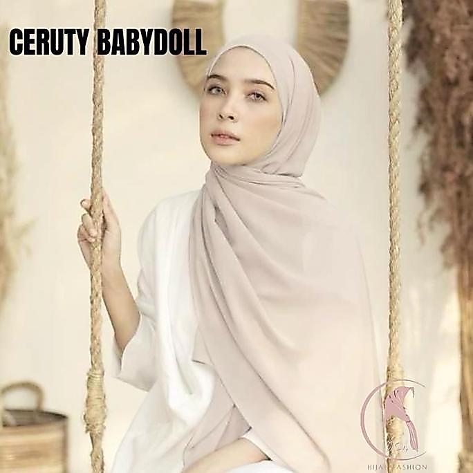 Foulard- D.Zu Hijab Pashmina Ceruty Babydoll Polos Muslim Kerudung Ceruti Shawl Cerutty Nita Syari D