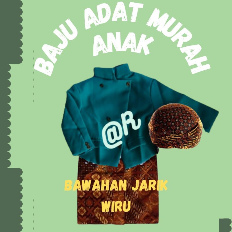 CANDUSHOP  setelan lengkap anak bawahan batik coklat adat jawa free aksesoris rantai//baju adat mura