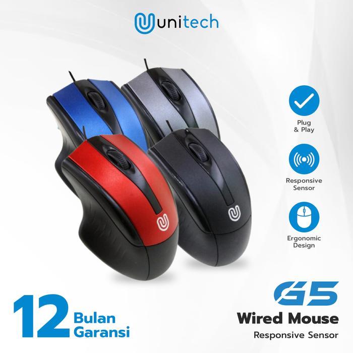 Optical Mouse Kabel USB G5 Unitech Wired USB 1000DPI - Hitam