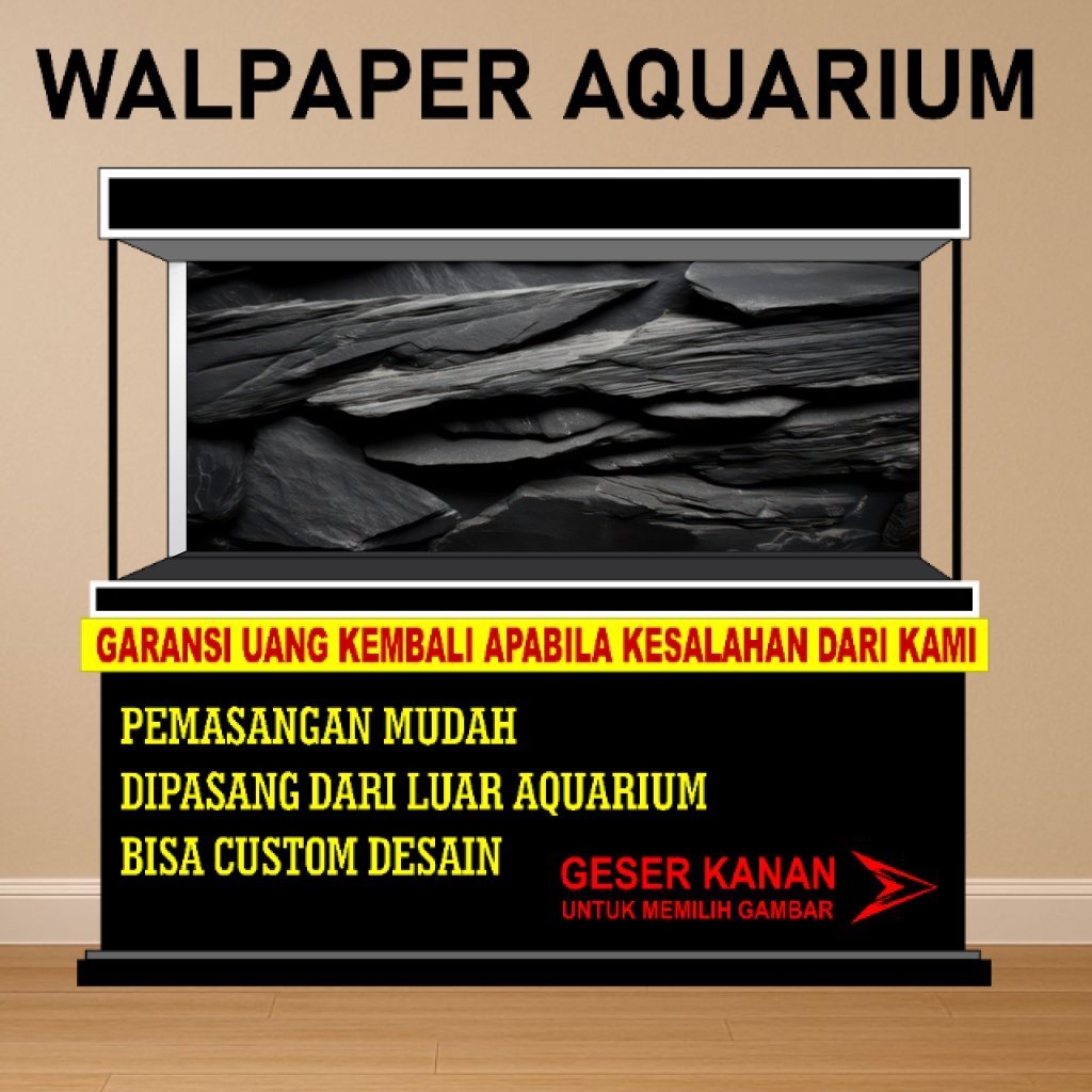 Sticker Aquarium,Background Aquarium Tema BATU