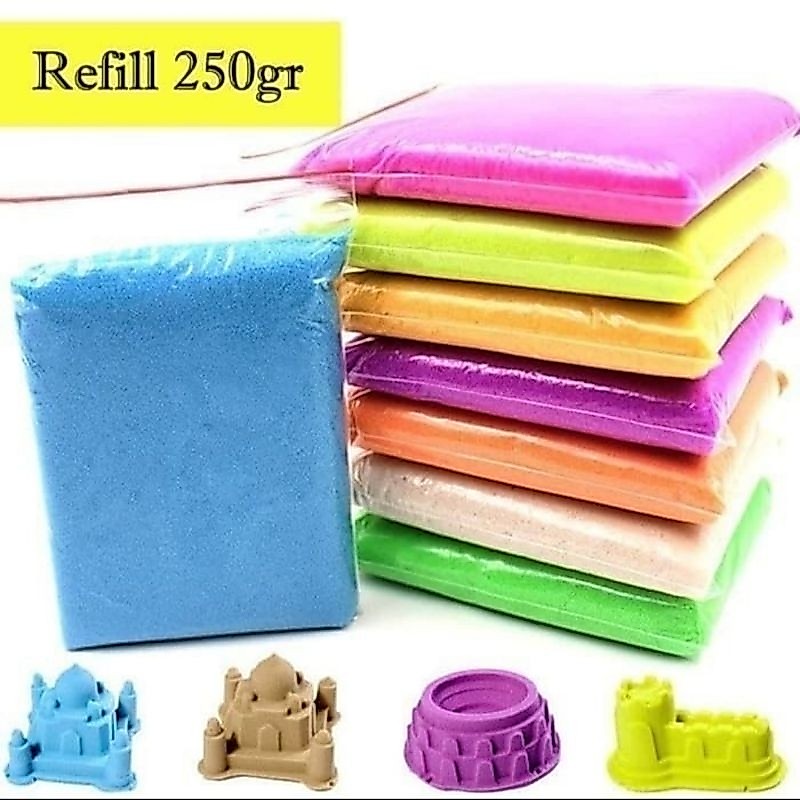 ( FREE BUBBLE WRAP ) Mainan Pasir Ajaib Anak Kemasan 250Gram / Pasir Anak Pasir Ajaib Refill / Refil