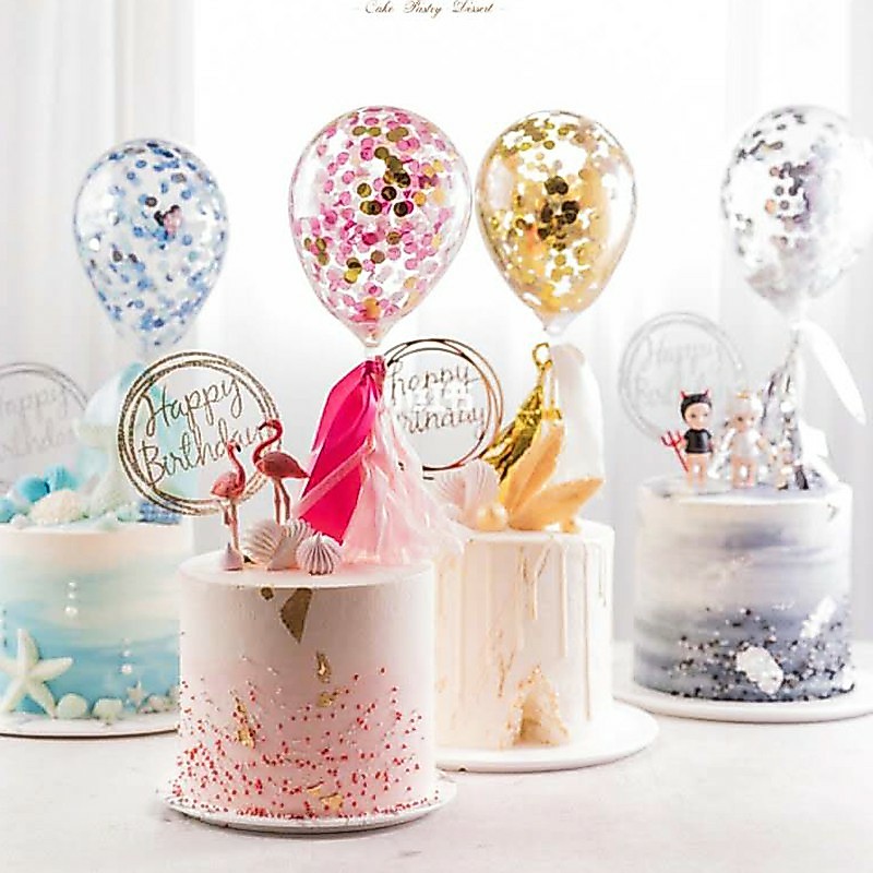CAKE TOPPER BALON CONFETTI VARIAN WARNA/TOPPER BALON CONFETTI DEKORASI CAKE BIRTHDAY