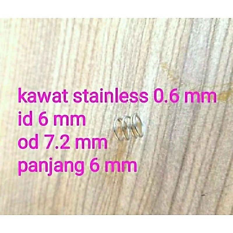 per tekan stainless 0.6 mm id 6 mm od 7.2 mm panjang 6 mm