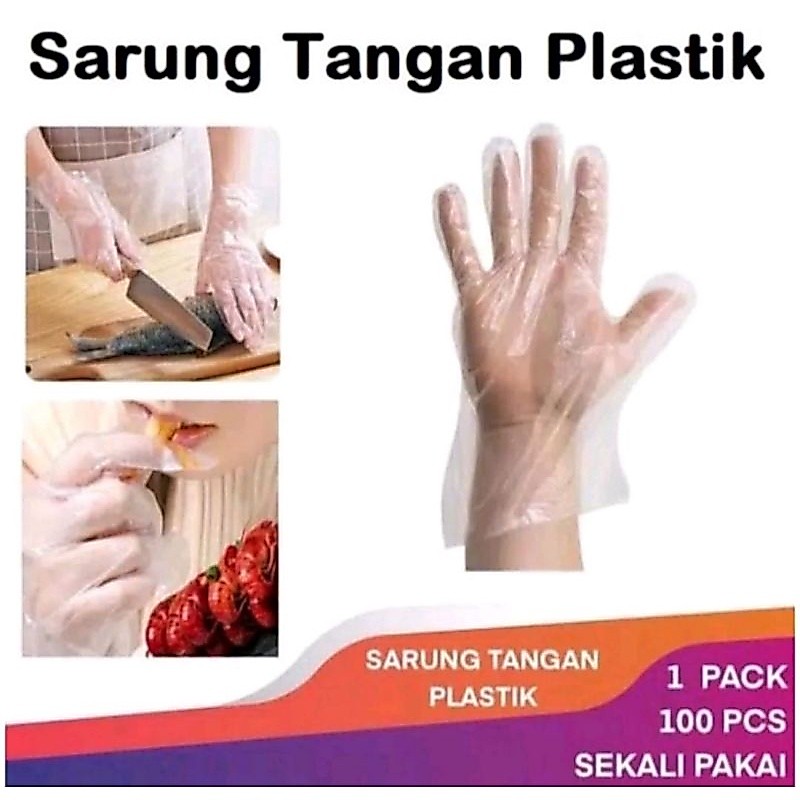 Sarung Tangan Plastik Dispisible isi 100 pcs / Bks