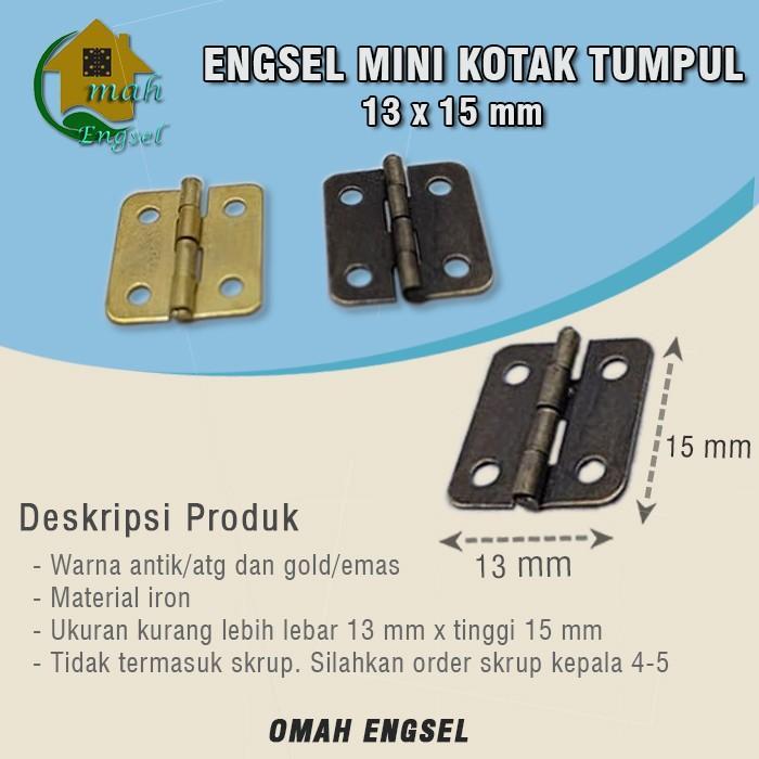 Engsel super mini 13x15 P.E1513 Engsel mini kecil kotak box antik gold - Gold emas, 25 pcs
