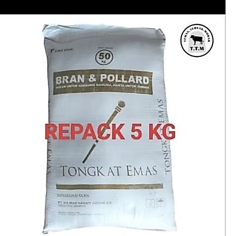 BRAN POLLARD 5kg TONGKAT EMAS - REPACK 5 KG - POLAR TONGKAT EMAS - POLAR PAKAN SAPI - POLAR PAKAN KA