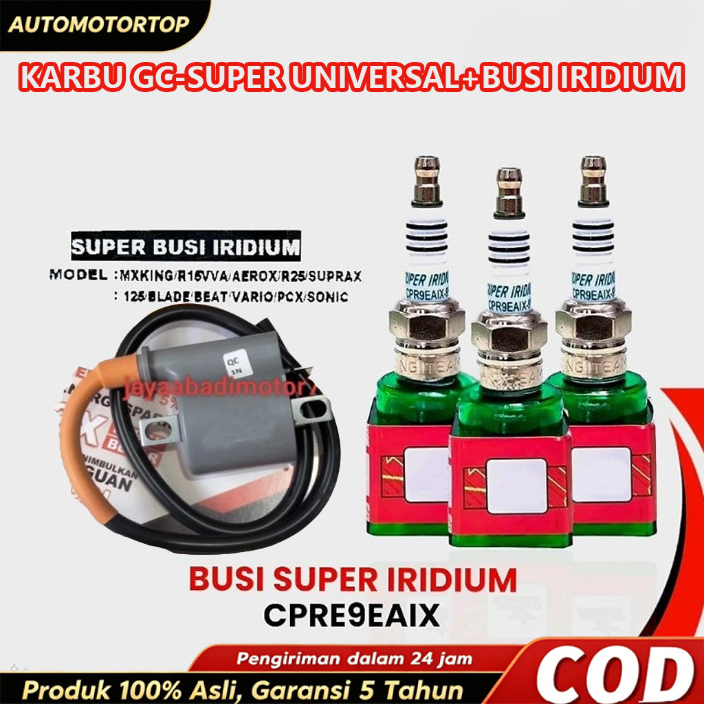 koil coil KARBU GC-SUPER universal+busi iridium koil motor karburator BUSI RACING IRIDIUM ORIGINAL  