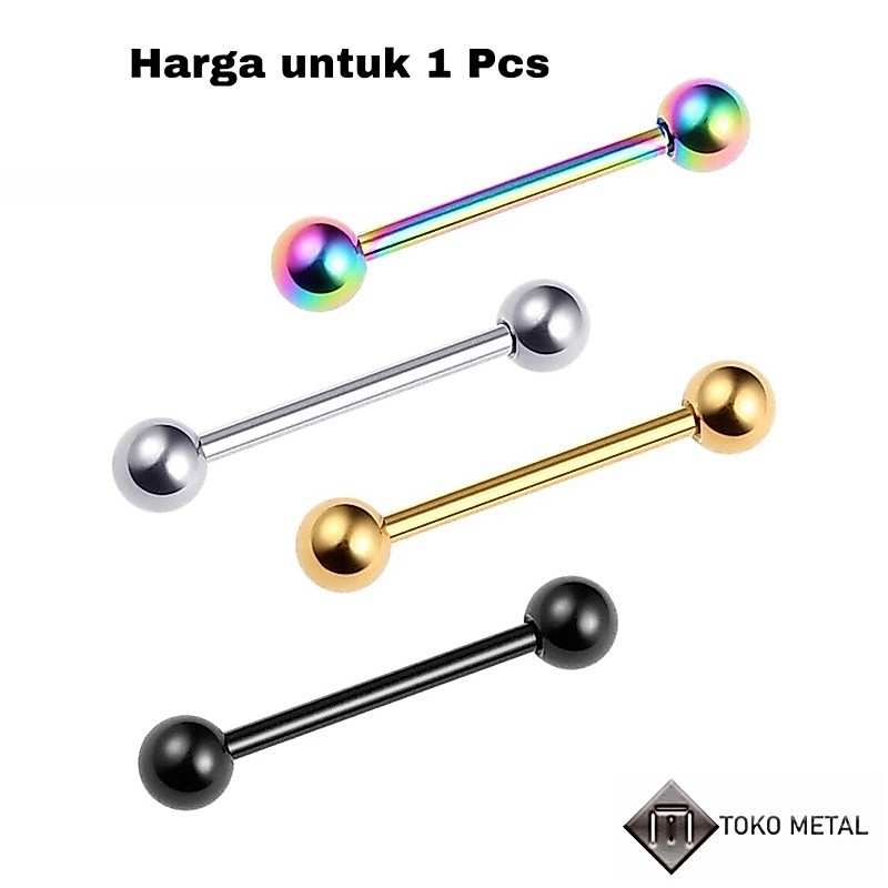 Anting Tindik Barbel Titanium Anting Pria Keren ready warna silver. hitam dan pelangi