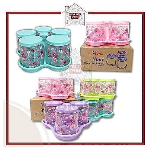 Yuki Toples Set / Toples Kue Kering Lebaran / Toples Set 5 Large AURUM / Yuki Set 5 Large 1.100ml / 