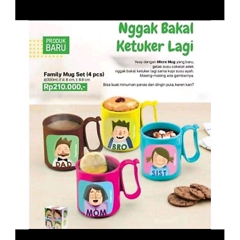 family mug set tupperware tanpa box