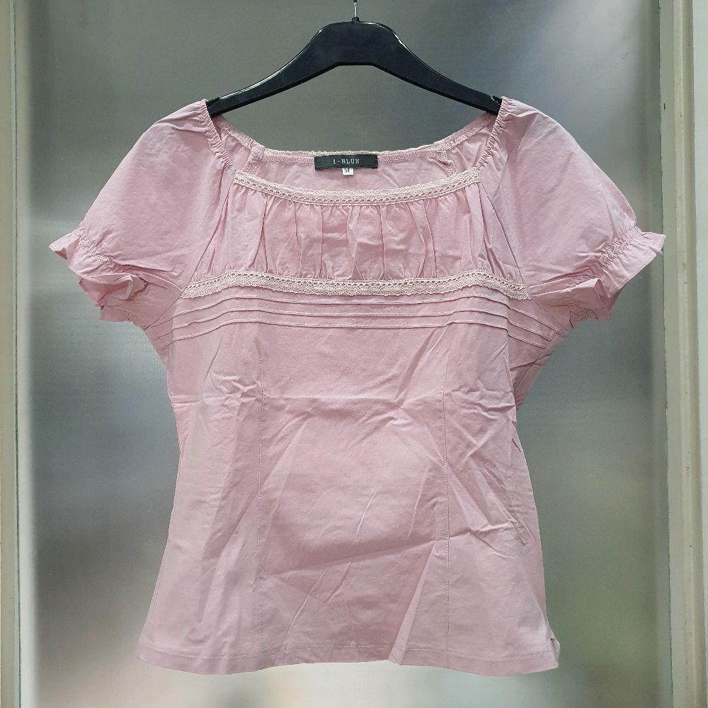 AJ atasan wanita blouse blus i blue pink size m second prelove preloved pakaian cewek casual Baju St