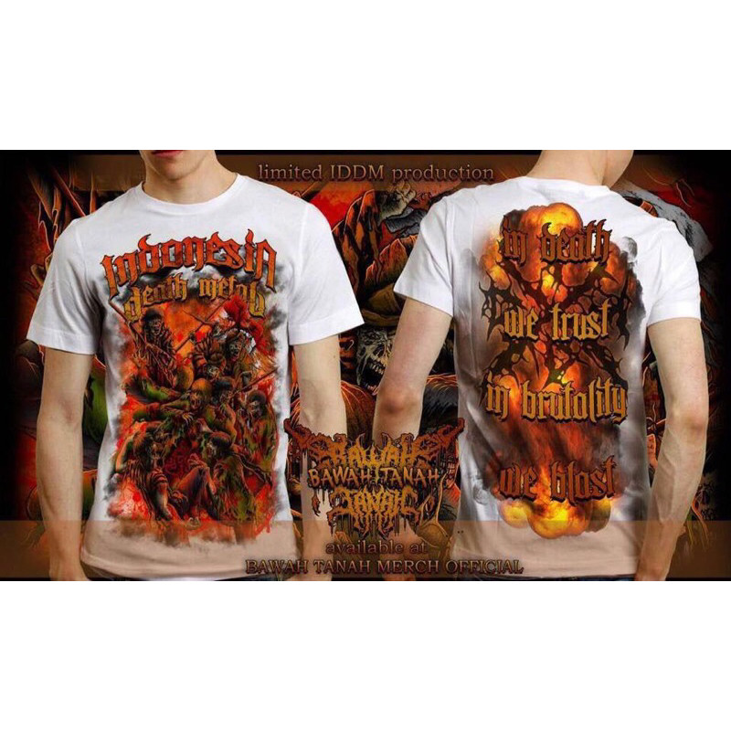 ORIGINAL INDONESIAN DEATH METAL BLOODS WHITE KAOS METAL KAOS DEATH METAL BAJU METAL BAJU DEATH METAL