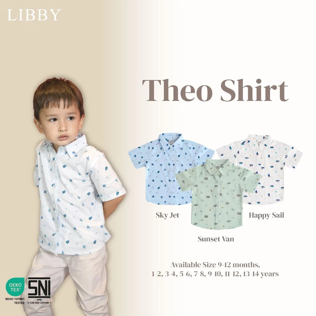LIBBY BABY - Kemeja Lengan Pendek Anak Laki - Laki Motif Wooven Theo Shirt 9 Bulan - 8 Tahun (1 pcs 