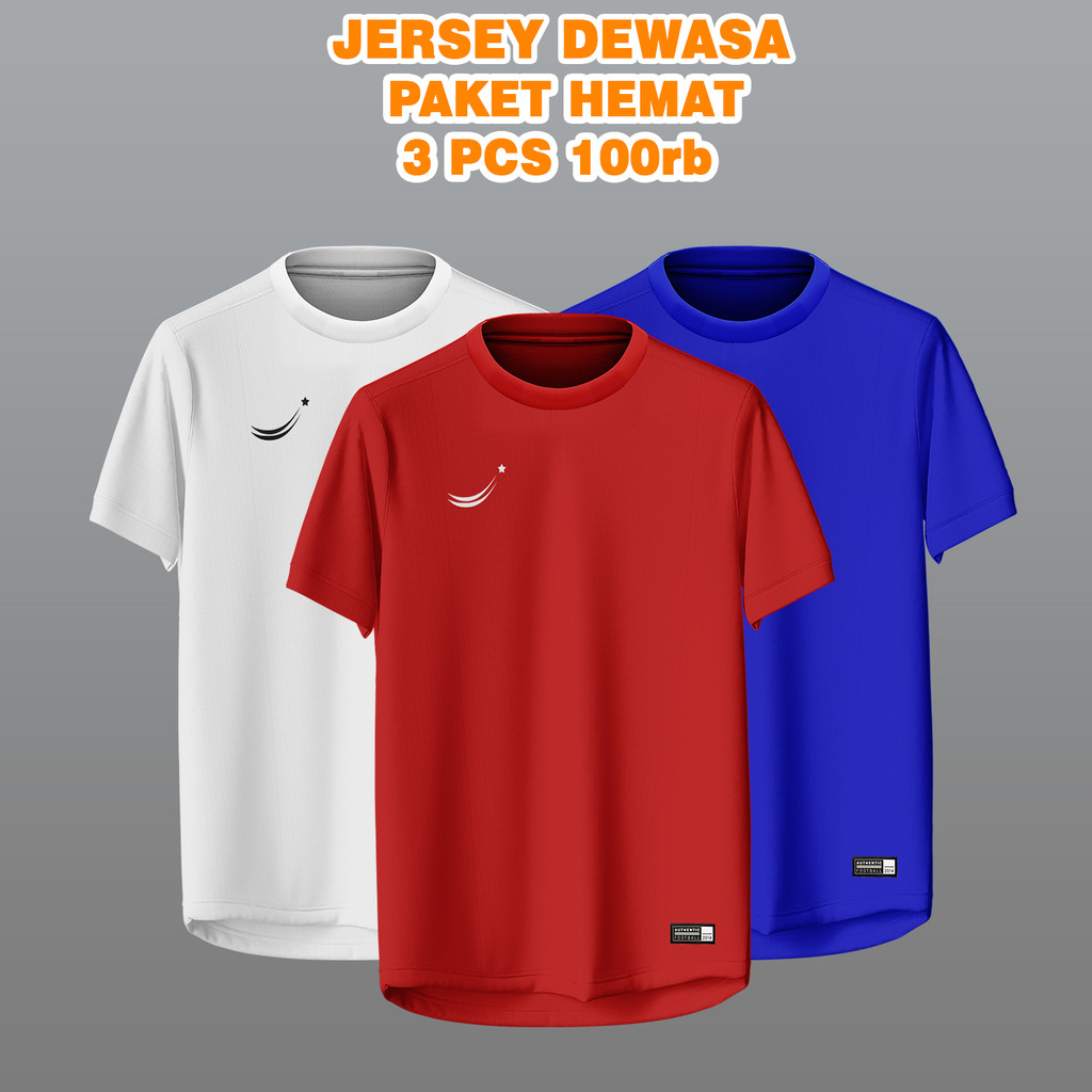 Jersey atsan 3PCS 100RB Baju olahraga pria wanita badminton bulutangkis volly sepak bola futsal