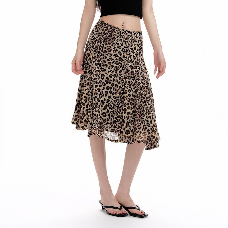 ChubChic COD Rok Midi Leopard Wanita High Waist Rok A-Line Mesh Motif Macan Stylish Trendy Summer 20