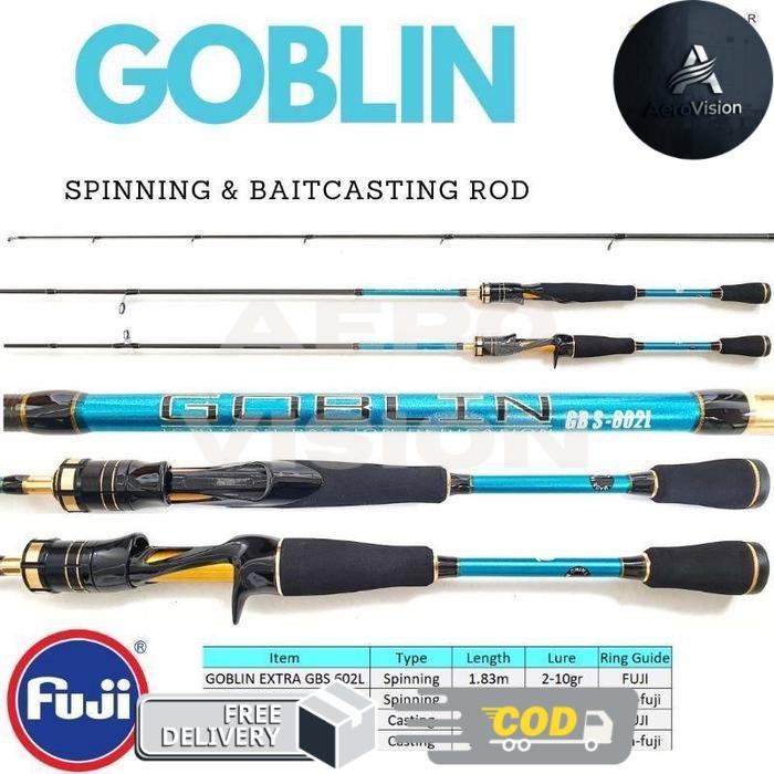 Joran Pancing Orca Goblin 2-6LB BC dan Spinning Fuji - 180 Baitcasting L, Fuji