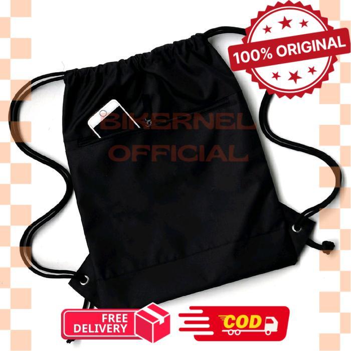 Tas Serut Olahraga Pria & Wanita Warna Hitam Polos Multifungsi - -, -