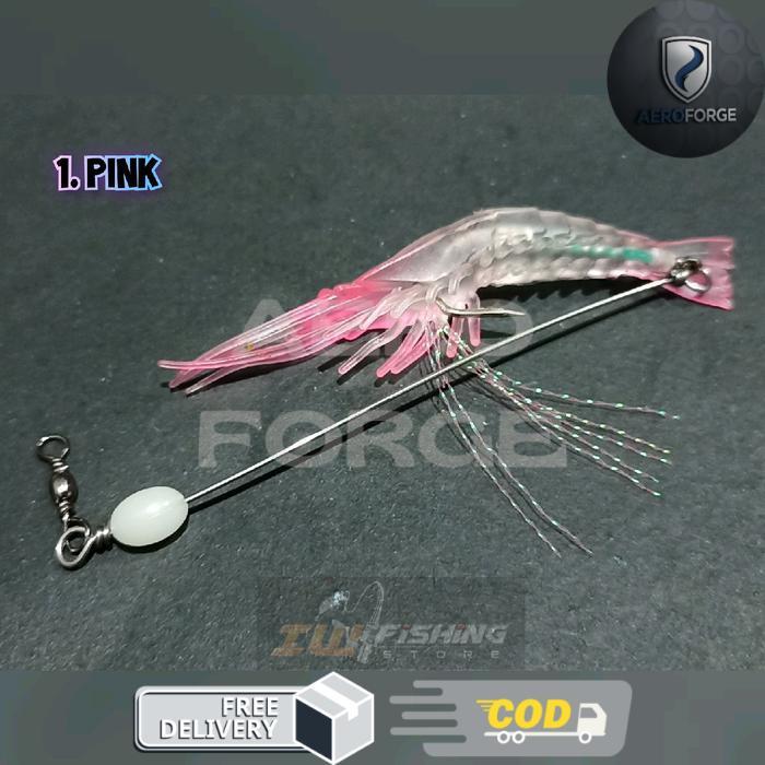 Umpan mancing udang karet panjang udang 9 cm berat -+ 6 gram Ikan - 1. Pink, Udang krosok