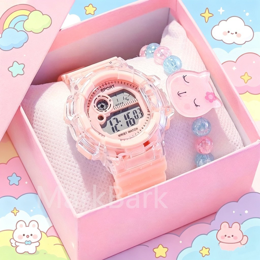 Jam Tangan Tahan Air Untuk Anak-anak, Jam Tangan Elektronik Multifungsi Untuk Anak Perempuan, Jam Ta