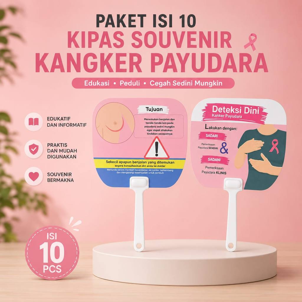 Kipas Deteksi Dini Kangker Payudara - Kipas Souvenir Kesehatan - Penyakit Kangker Payudara