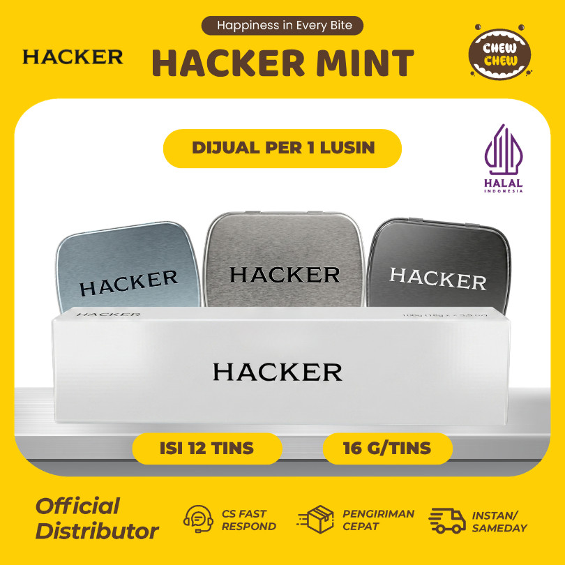 HACKER Permen Mint Bebas Gula 16gr Candy Sugar Halal BPOM Untuk Bepergian 1 Dus
