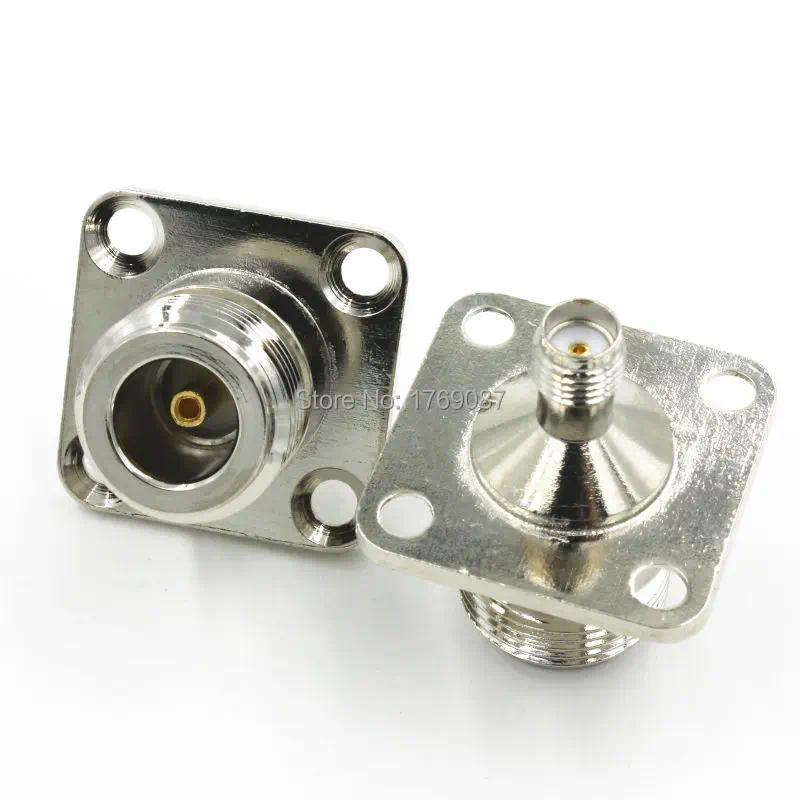 Connector N Female Jack to SMA Female Jack Flange 4 Holes RF Coaxial Adapter