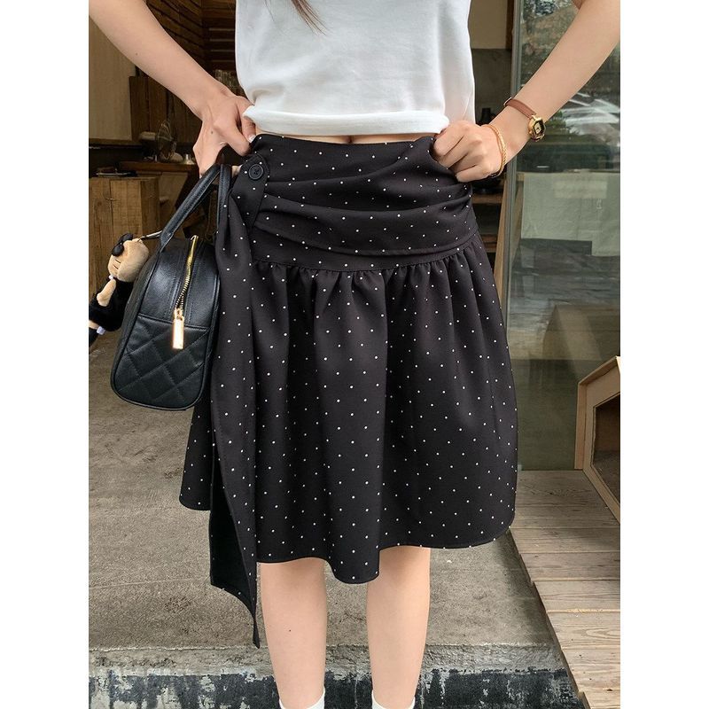 ChubChic COD Rok Mini Wanita Polkadot High Waist A-Line Korean Vintage Miu Style Skirt Summer 2026
