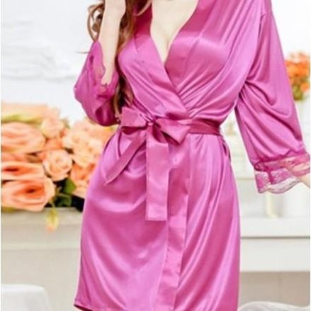 Lingerie Kimono Bahan Satin Sexy Baju Tidur Kimono Lingerie Sexy 004