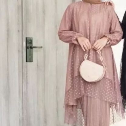 ALYA BLOUSE TUNIK BROKAT TILE PREMIUM polka dot