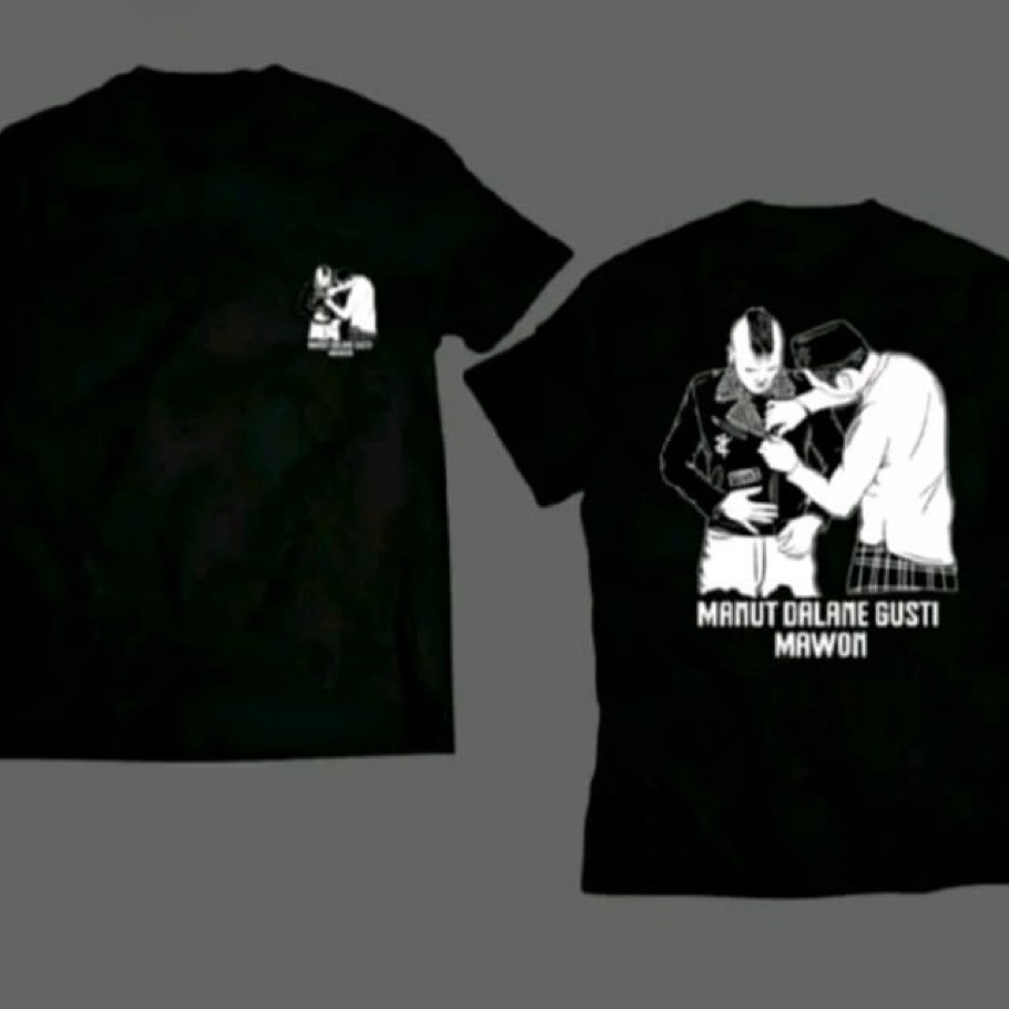 Kaos sablon manut dalane gusti mawon t-shirt distro unisex bahan adem