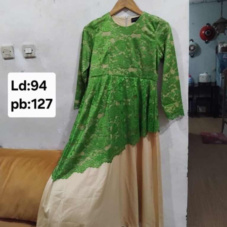 gamis brokat kombinasi satin Size:M