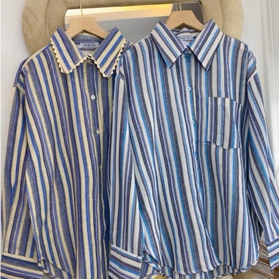 Kemeja Salur Wanita Ninety Nine Import BKK