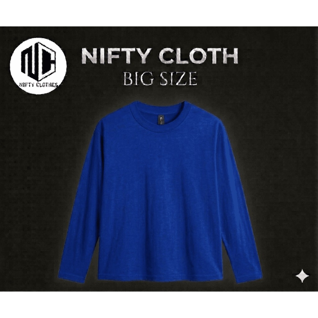 Niftycloth Kaos Polos Big Size Lengan Panjang Biru Benhur/ Elektrik