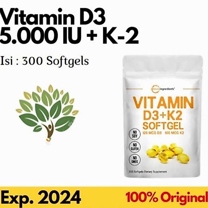 VITAMIN D3 5000 IU + K2 isi 300 Sofgel Microingredients Vitamin D3 +K2
