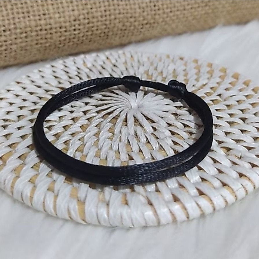Gelang Simple Hitam Polos Gelang Hitam Tali Satin Tali Korea Anti Air
