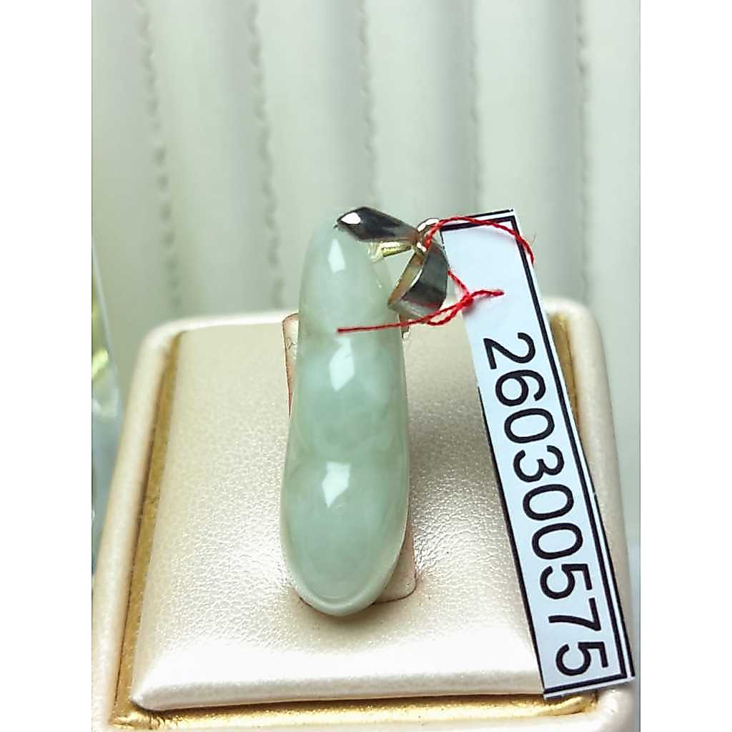 Liontin Giok Burma White Jadeite Jade Ukir Peapod 100% Natural Jade