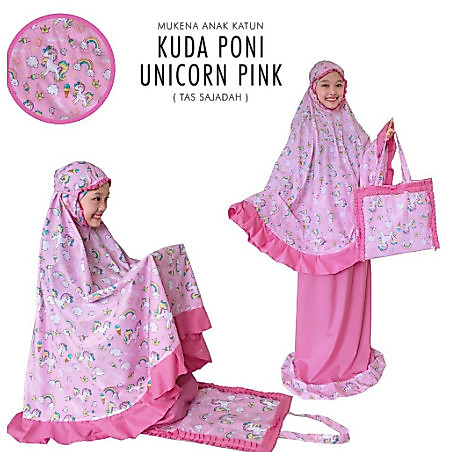 MUKENA ANAK PINK UNICRON/BELI MUKENA ANAK PINK UNICORN/MUKENA ANAK PINK TAS+SAJADAH | mukena anak ba