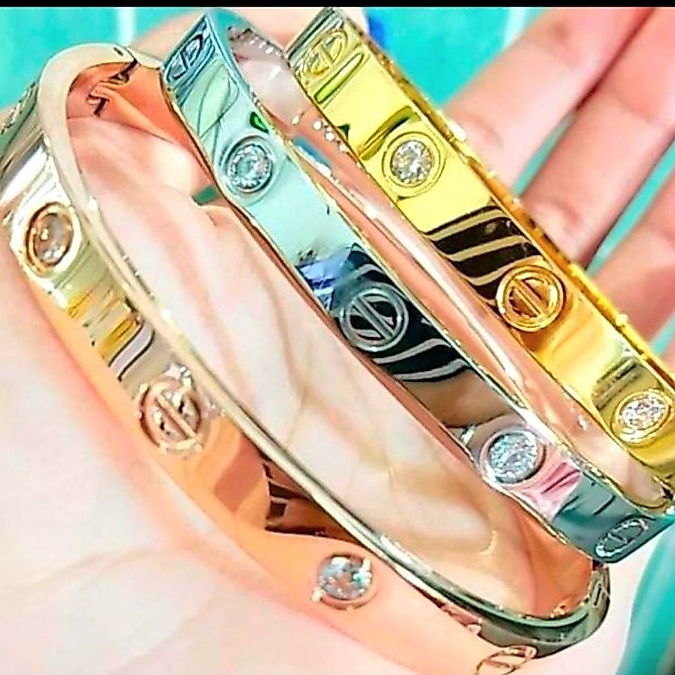 gelang bangle titanium, motip lebar