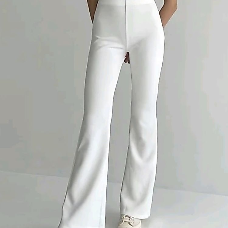 [PRELOVED] Celana Flare Pants Cutbray Scuba White Putih Size fit S-M