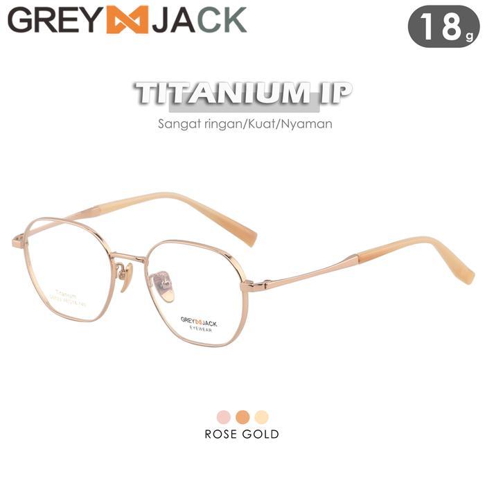 Grey Jack Kacamata Titanium model Kotak Frame Elegan Ringan Kokoh 8823 - ROSE GOLD, MIN ANTIRADIASI