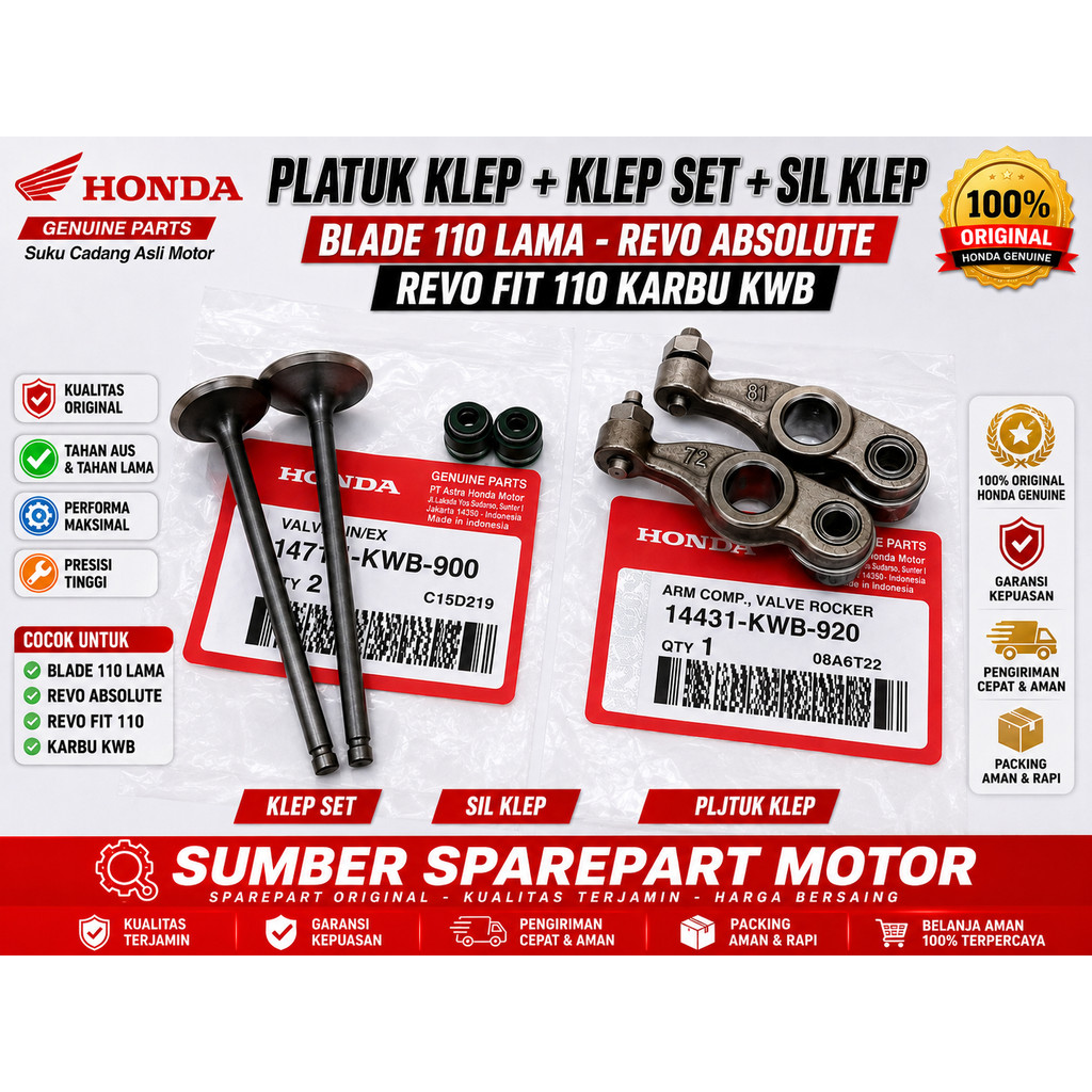 Platuk Klep + Klep Set + Sil Klep Blade 110 Lama Revo Absolute Revo Fit 110 Karbu KWB