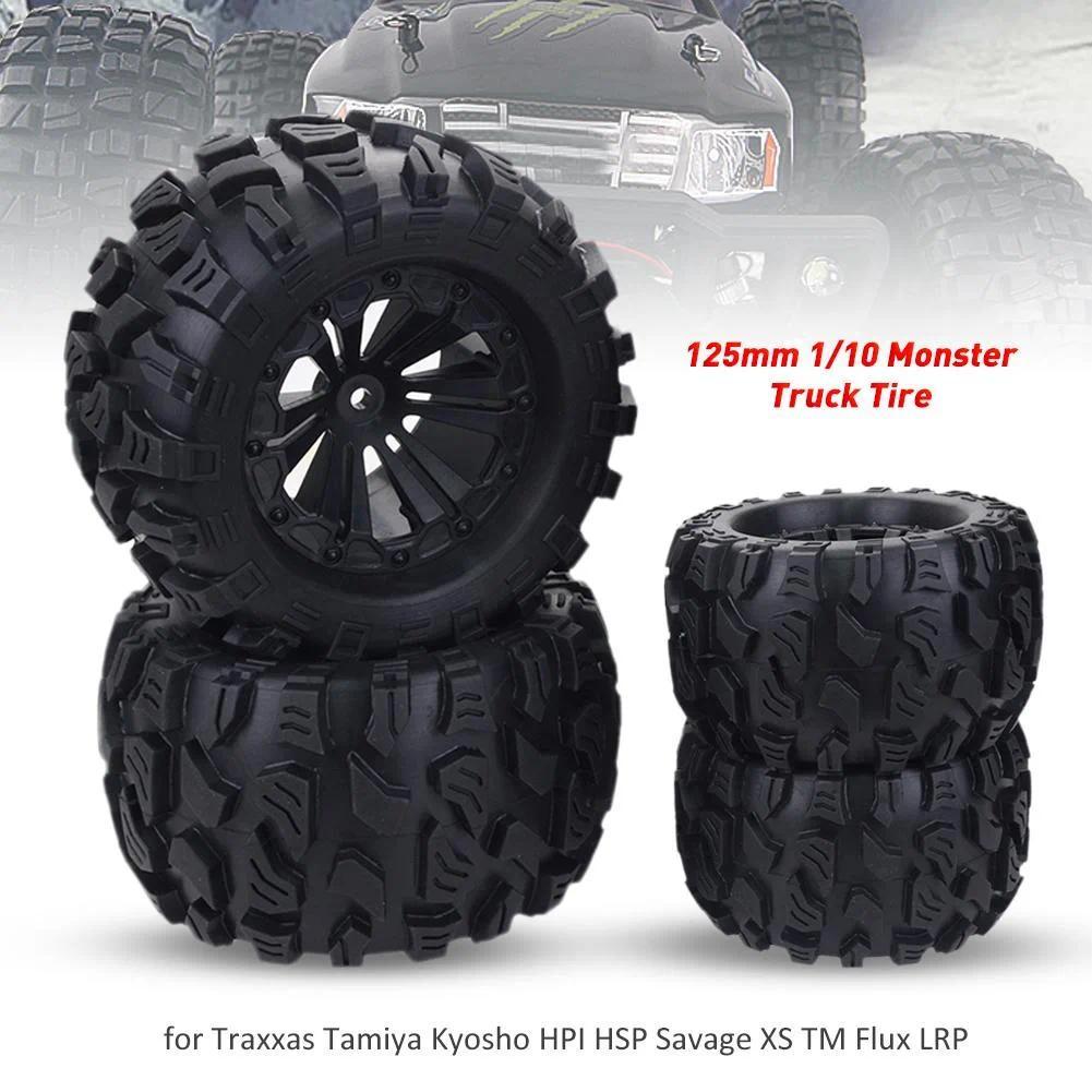 ZD Racing 4PCS 125MM 1/10 Monster Truck Tire Rubber Rocks Tyres 12mm Wheel Hex for RC Crawler Axial 