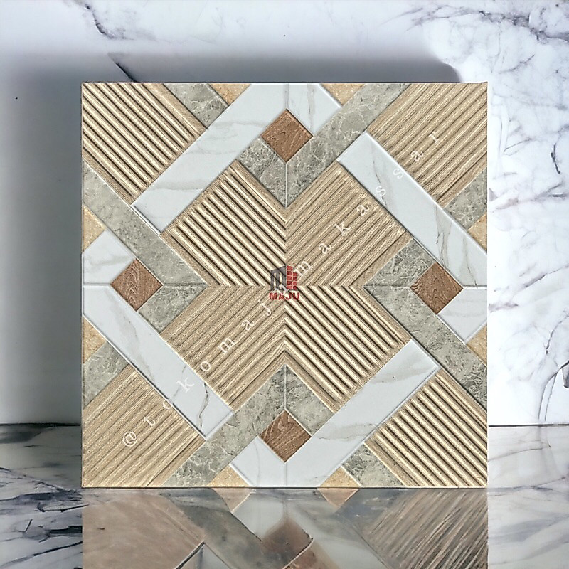 Tegel Keramik Lantai Kasar 50x50 PREMIERE PSZ72791 Beige Krem Motif Geometrik