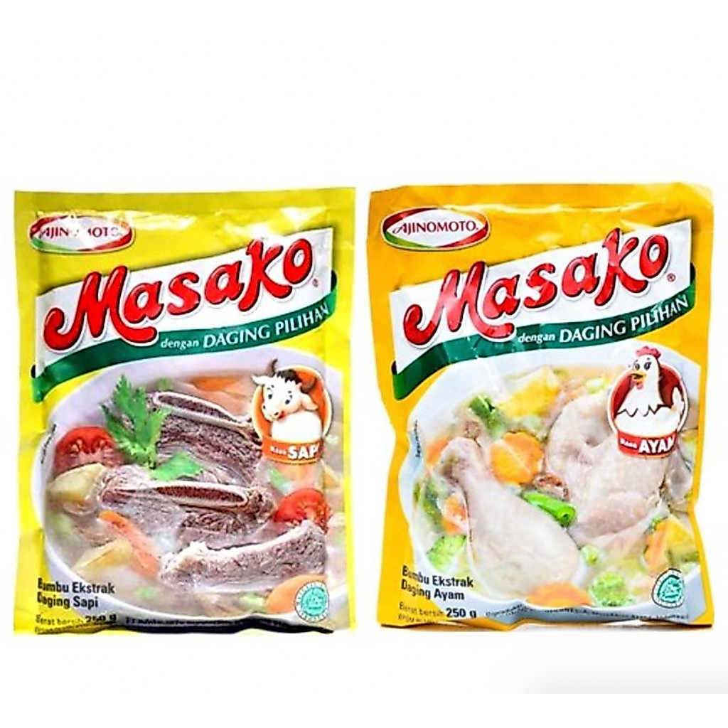 Masako ayam 250 gr dus / Masako Sapi 250 gr dus / Masako Karton 250g isi 48
