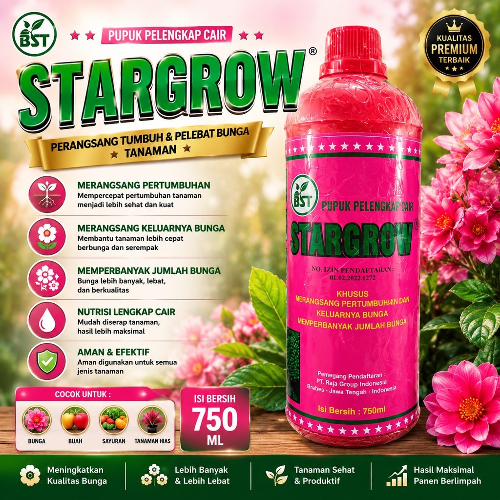 Pupuk Pelengkap Cair STARGROW 750 ML Perangsang Tumbuh & Pelebat Bunga Tanaman