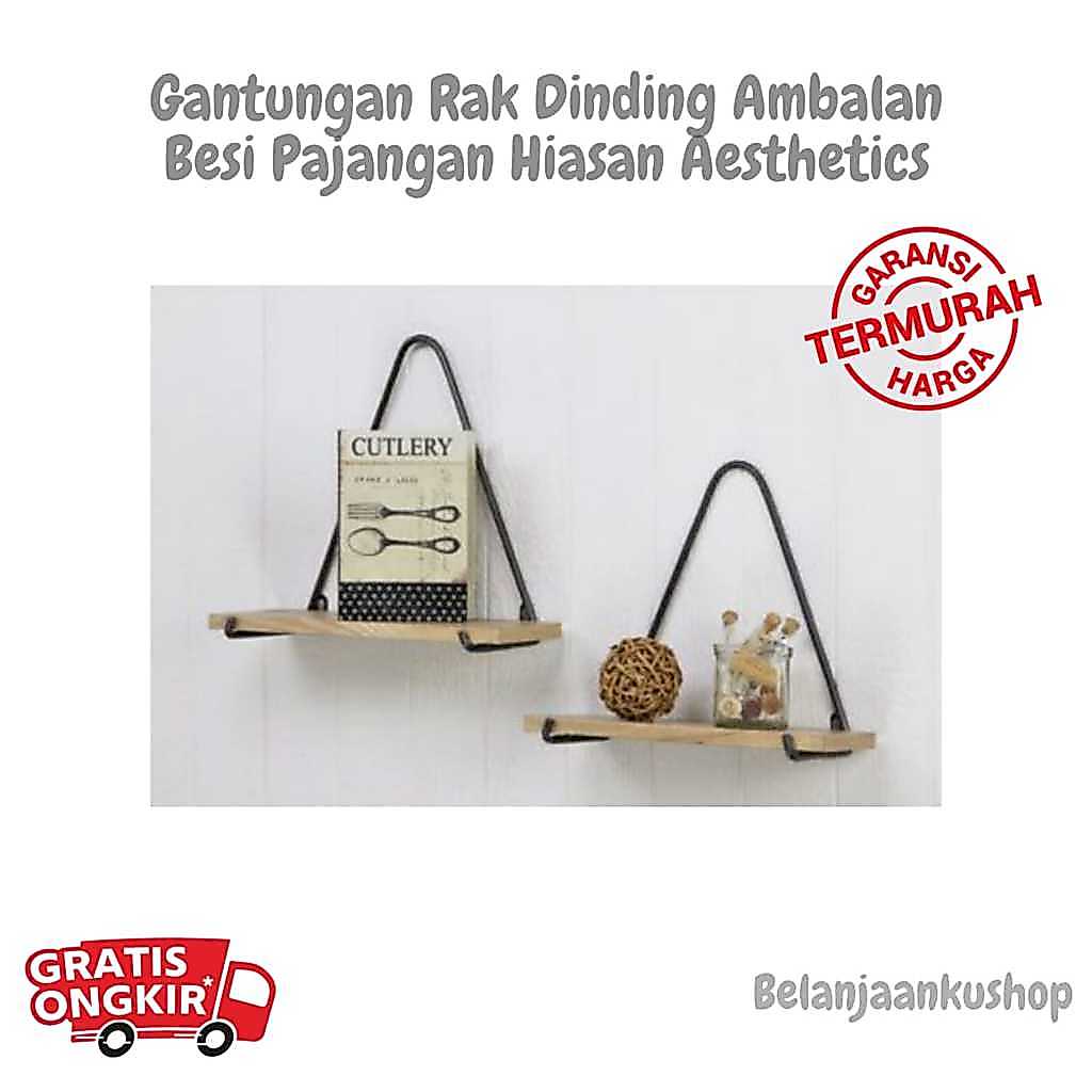 Gantungan Dinding Rak Ambalan Besi / Kayu Hiasan Minimalis Murah Pajangan Miniatur Bunga